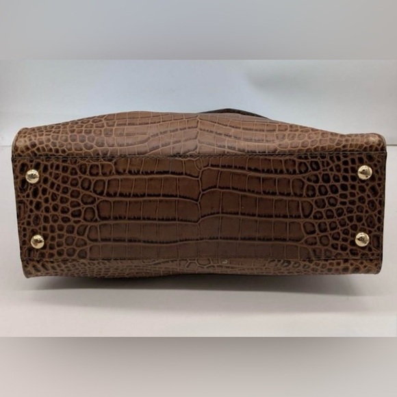 Michael Kors Hamilton Croc-Embossed Leather Tote Bag Brown Gold Authenticated - Picture 3 of 9